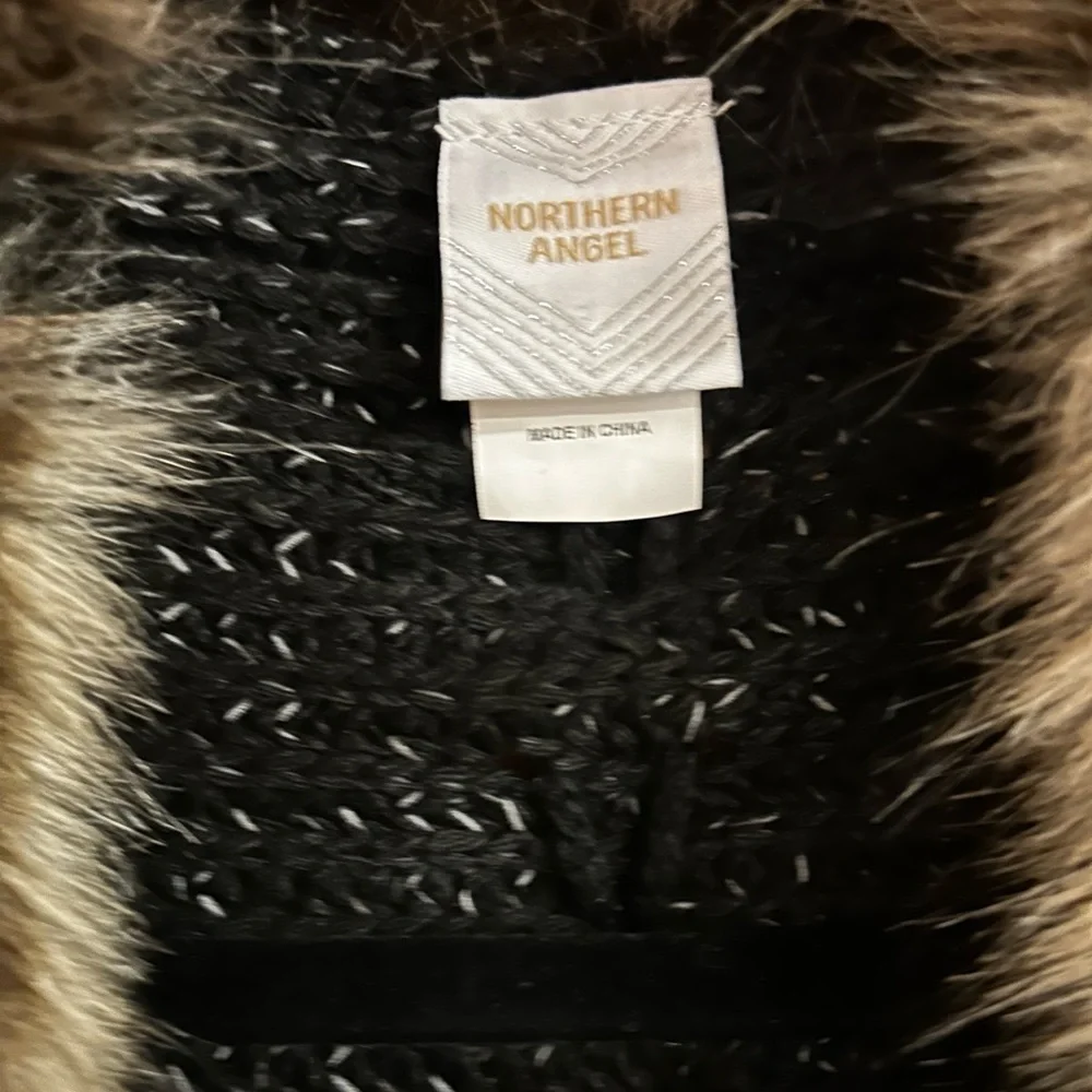 NORTHERN ANGEL FOR ANTHROPOLOGIE FAUX FUR CABLE KNIT CARDIGAN - Picture 7 of 8